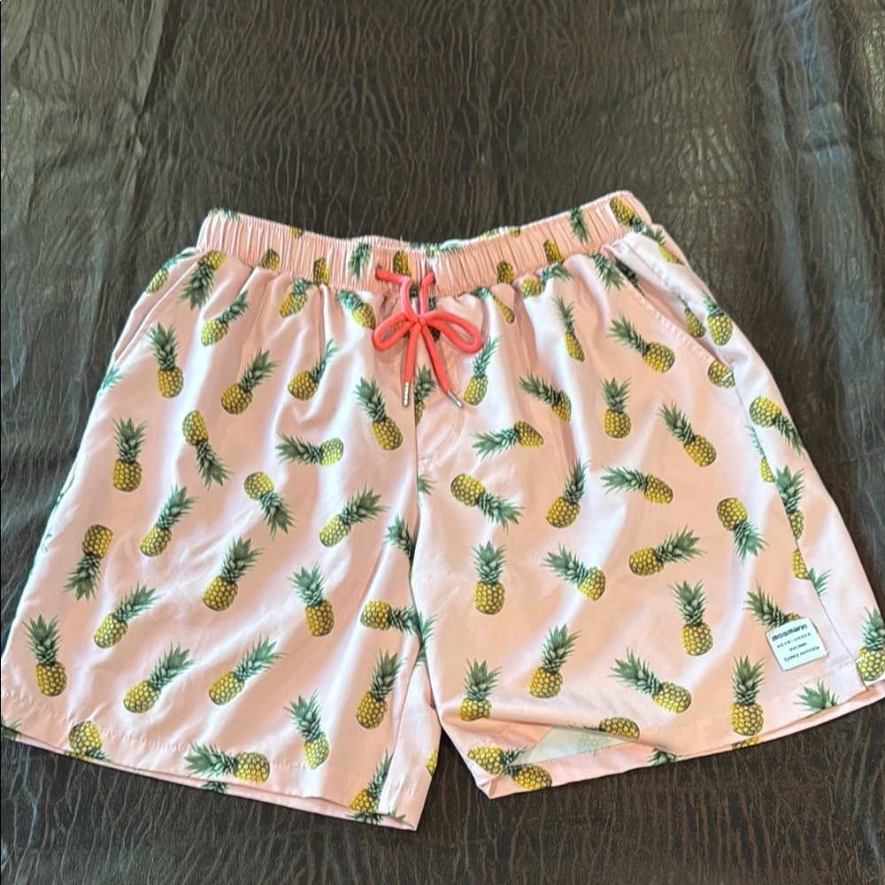 Pineapple Print Pink Swim Shorts